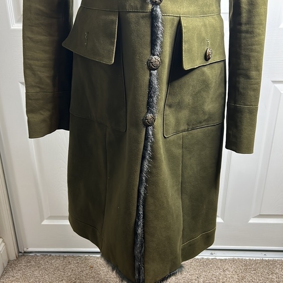 Rachel Rachel Roy Green Fuzzy Button Down Coat M Missing Button - Picture 3 of 9